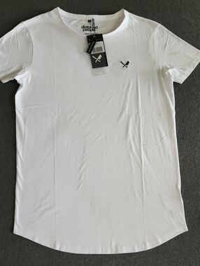 Distorted People Embroidered Crew Neck White Short Sleeve Tee Men's M Streetwear
